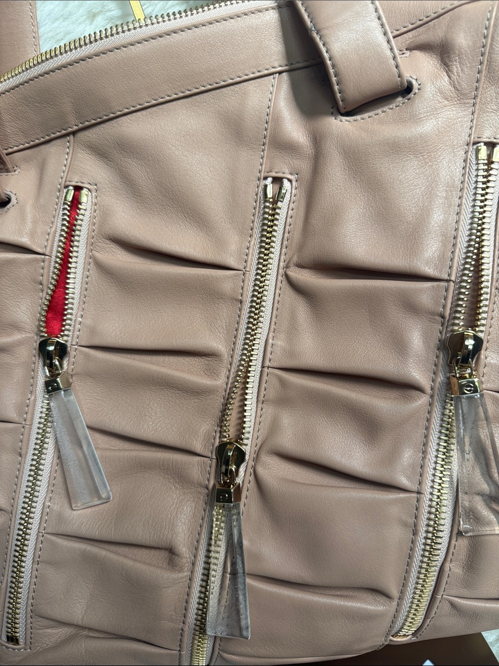 Christian Louboutin Taupe Quilted Tote Bag with Gold Zippers - Picture 8 of 8
